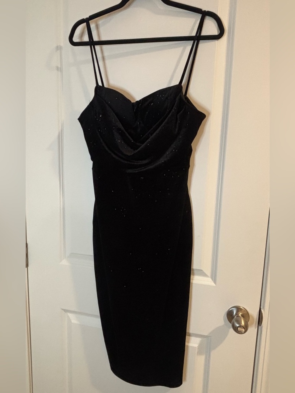 Classic Black Velvet Slip Dress with Cowl Neck